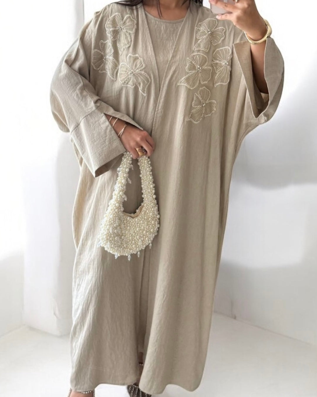 ABAYA FLOWER TAUPE