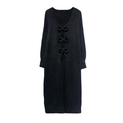LANG ZWARTE CARDIGAN MET STRIK - Maliyah